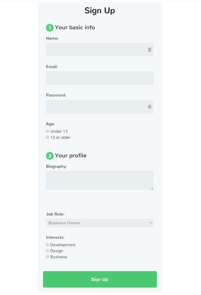 CSS Signup pure form