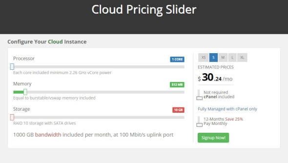 cloud price slider