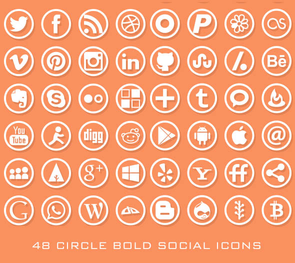 circle bold Social Media Icons