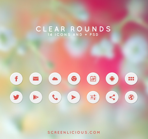clear round Social Media Icons