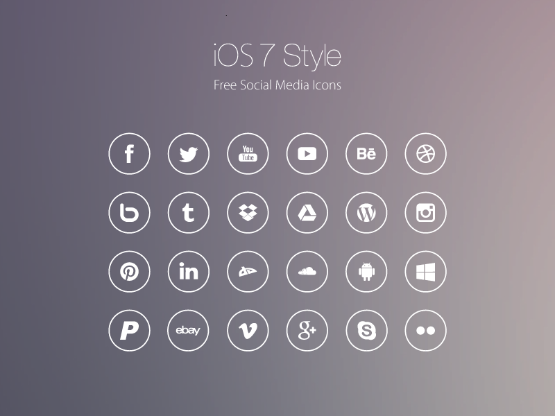 ios9 style flat social icons