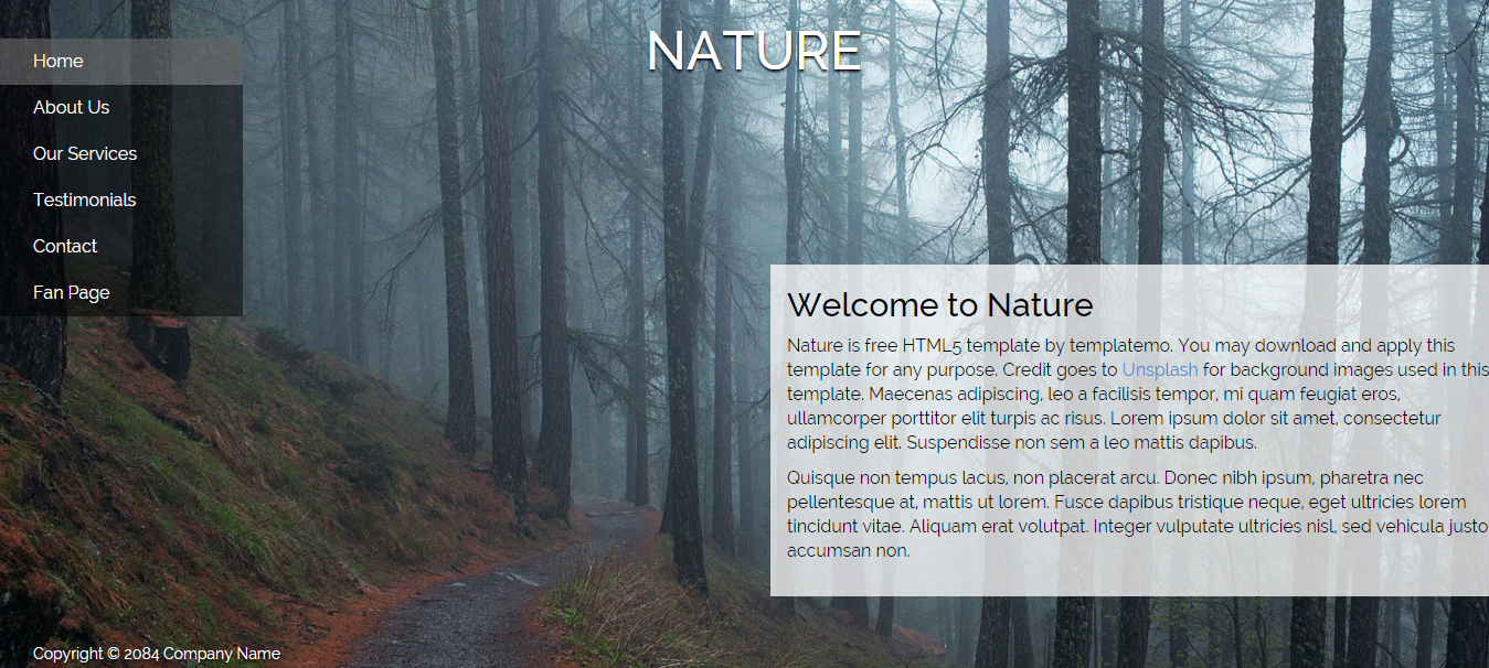 nature html5 template free
