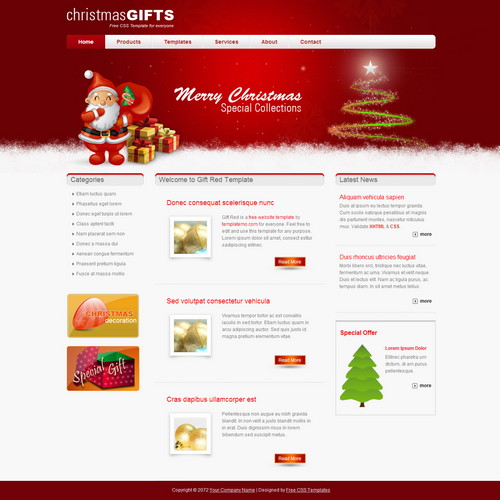 red html template