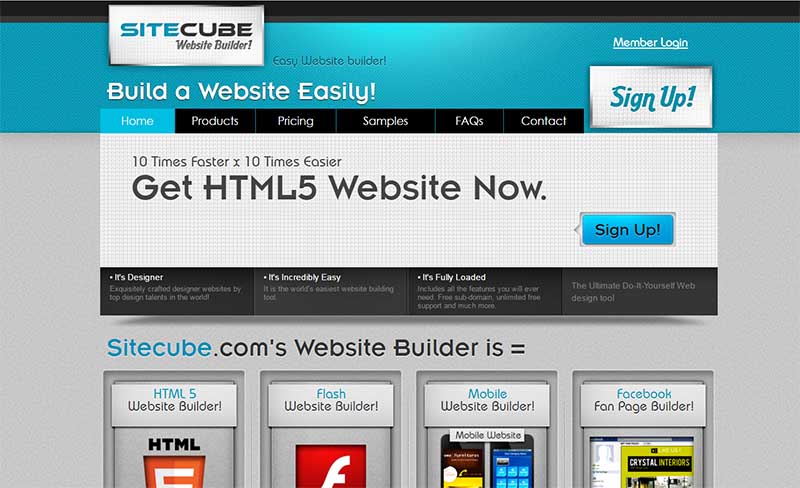 sitecube free drag drop website builder