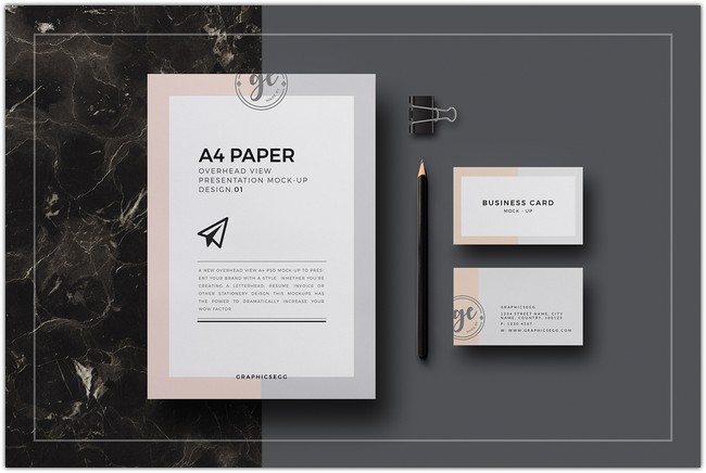 A4 Paper Overhead View PSD Mockup