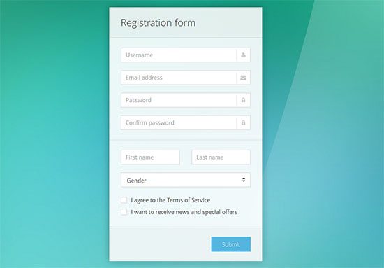 CSS Signup Sky Color Forms