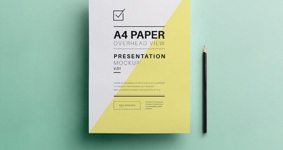 Psd A4 Overhead Paper Mock Up Template