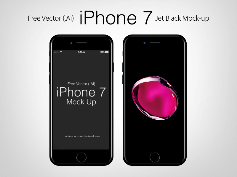 Apple iPhone 7 Jet Black & 7 Plus PSD Mockup