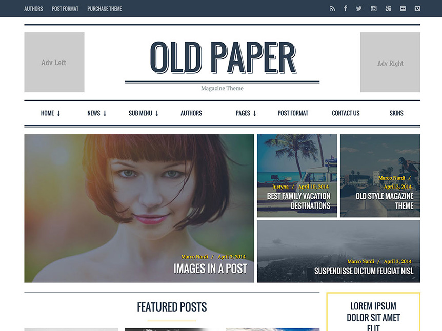 oldpaper review magazine theme