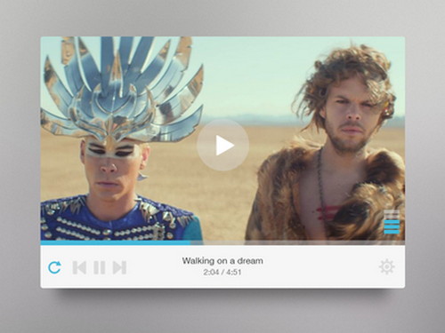 player white Video Player UI PSD Template