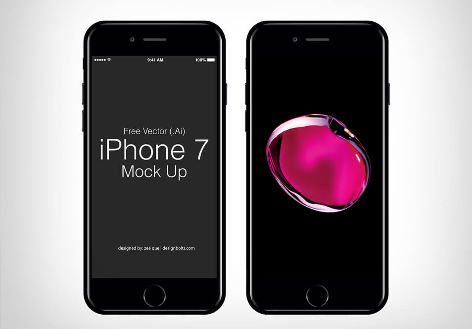 vector iPhone 7 Jet Black & 7 Plus PSD Mockup