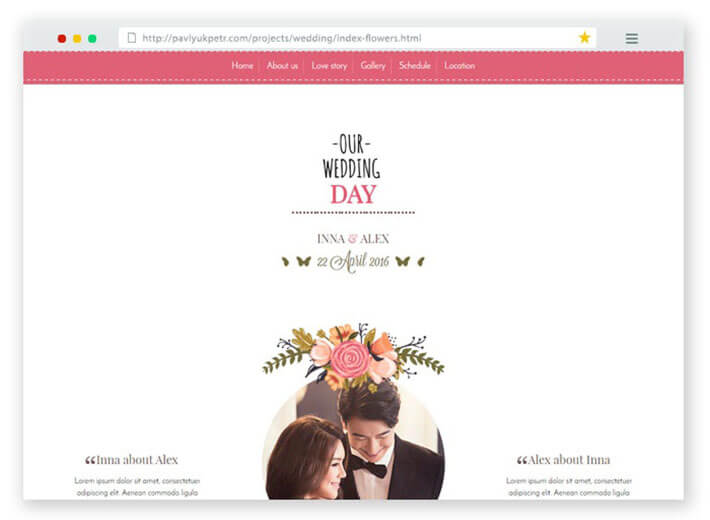 The Wedding Wedding Website Template